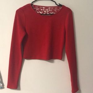 Red long sleeve crop top